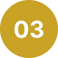 Circular gold icon featuring number three